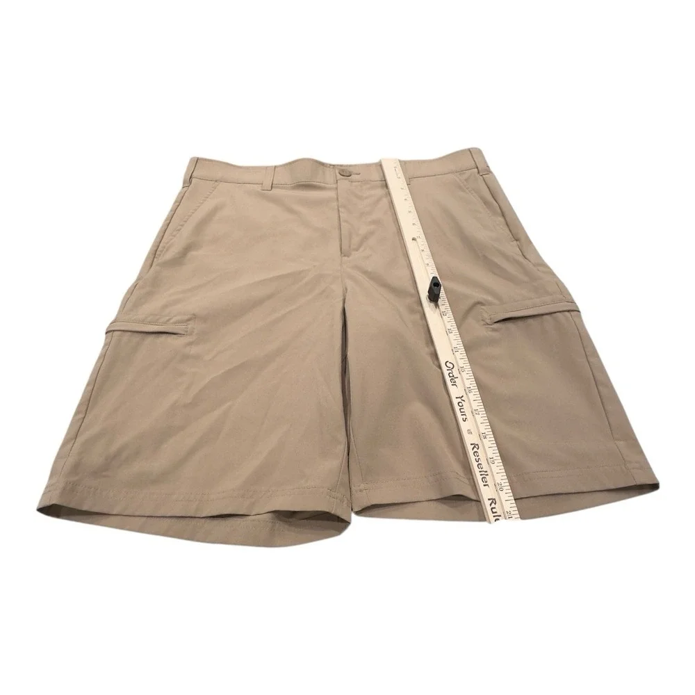 Birdie Bound Golf Shorts Mens 36 Tan Khaki Performance Cargo Flat Front Pocket